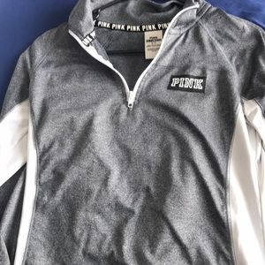 Grey and white PINK half zip